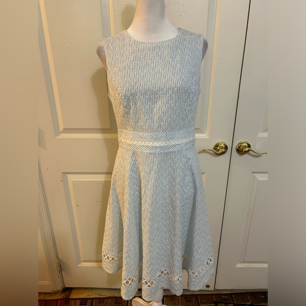 Calvin Klein blue and white eyelet lace dress, size 6